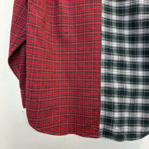 Vintage Polo Ralph Lauren 1980s Split Plaid Flannel Shirt Large